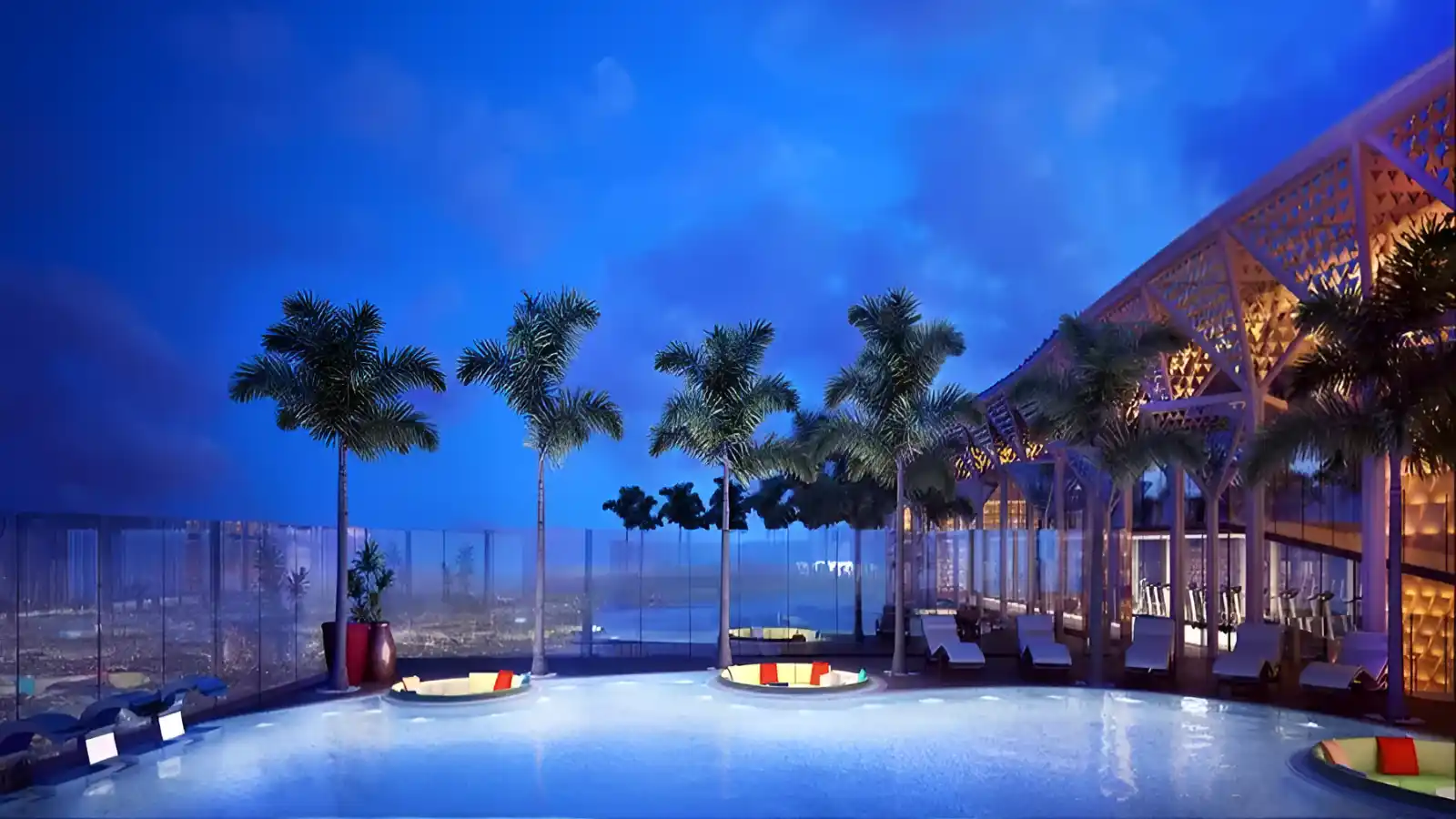 CNTC The Presidential Tower Apartments-In-Rajajinagar-Bangalore-Pool-Night